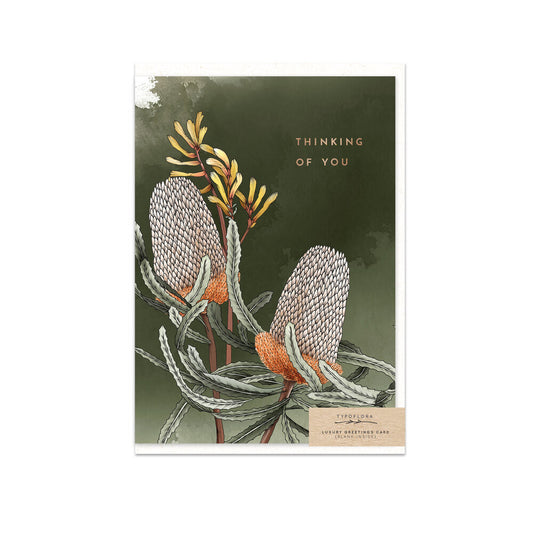"Thinking of you" Banksia Card┃Typoflora